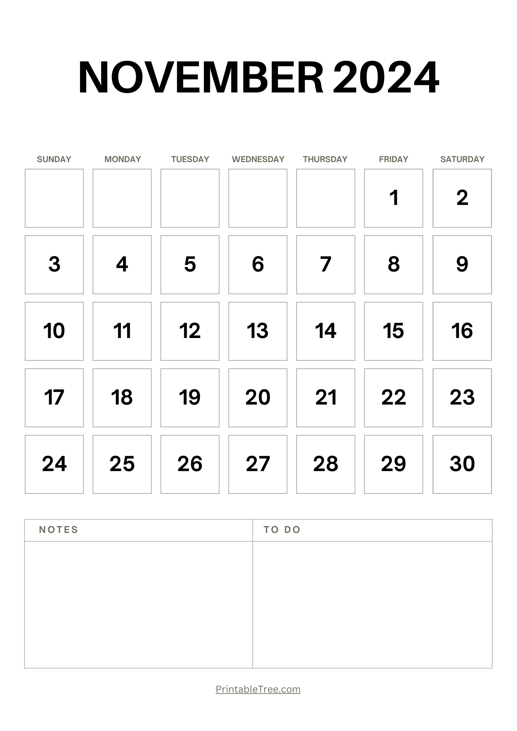 November 2024 Calendar Printable Pdf Template With Holidays | Calendar 2024