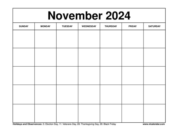 November Calendar 2024 Printable One Only | Calendar 2024