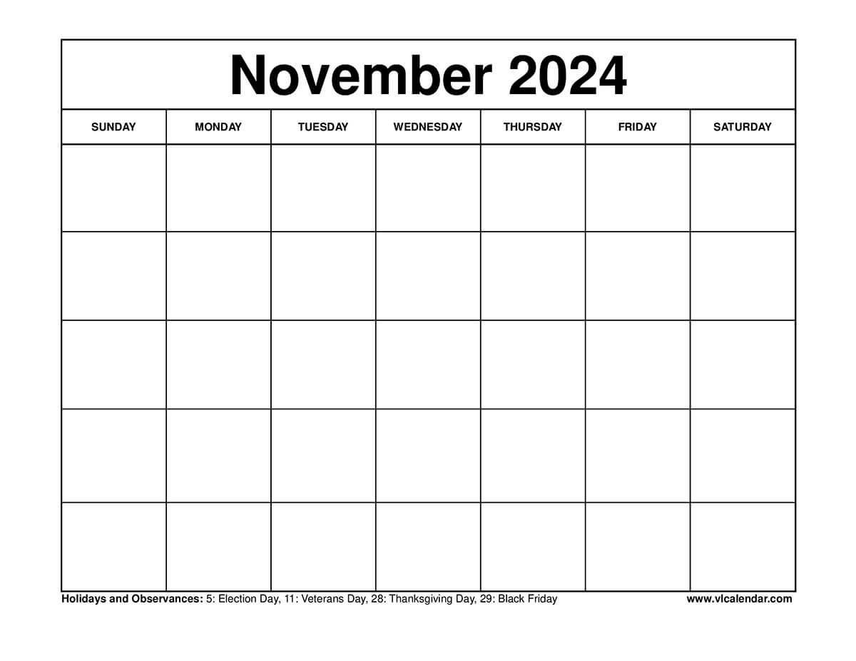 November 2024 Calendar Printable Templates With Holidays | Calendar 2024