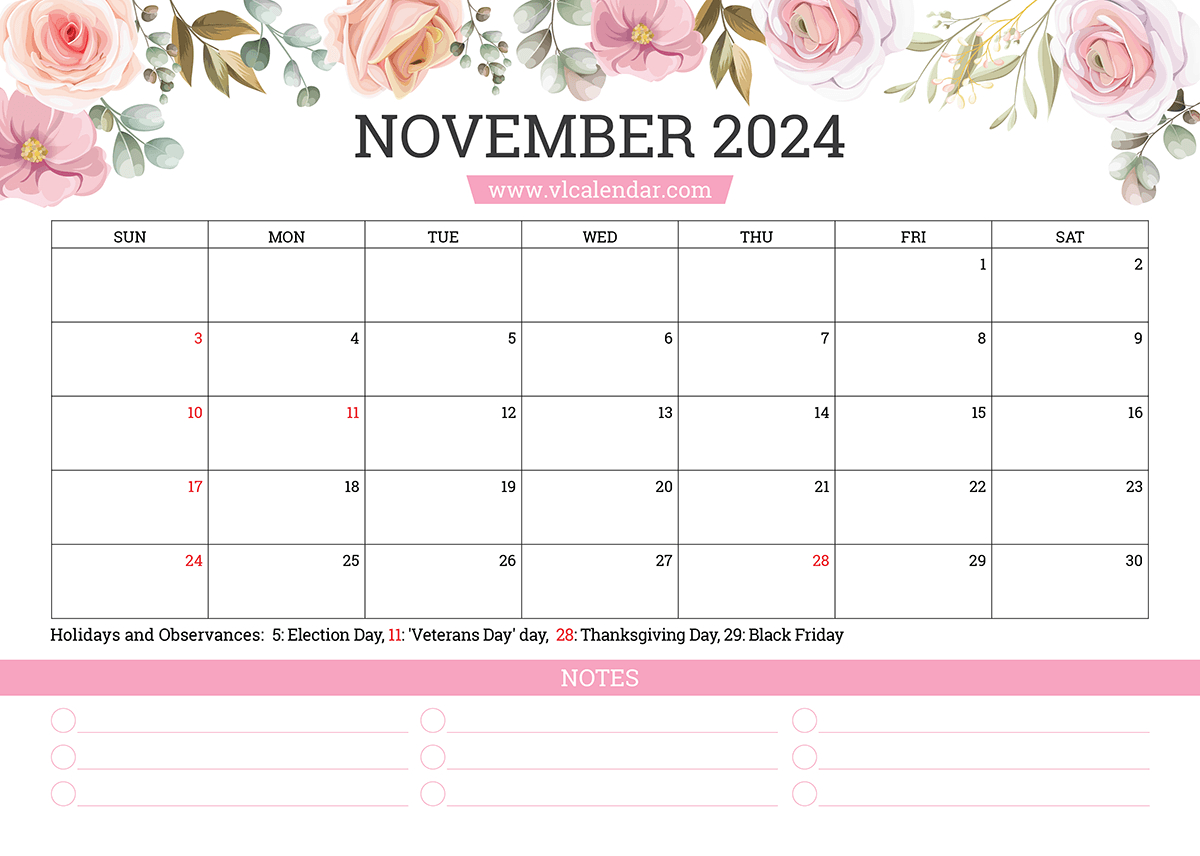 November 2024 Calendar Printable Templates With Holidays | Calendar 2024