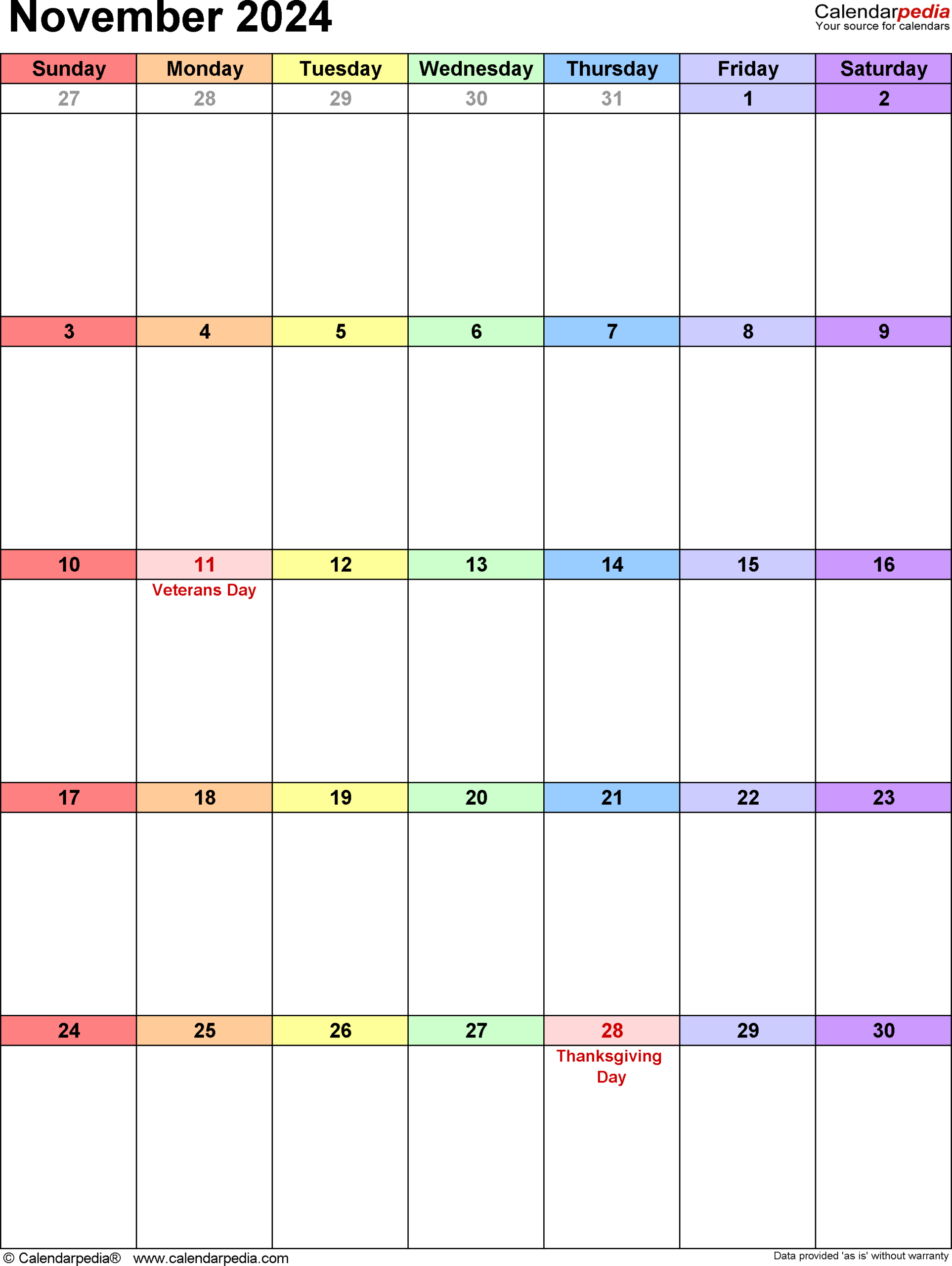 November 2024 Calendar | Templates For Word, Excel And Pdf | Calendar 2024