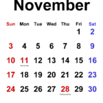 November 2024 Calendar | Templates For Word, Excel And Pdf | November 2024 24 Calendar Printable