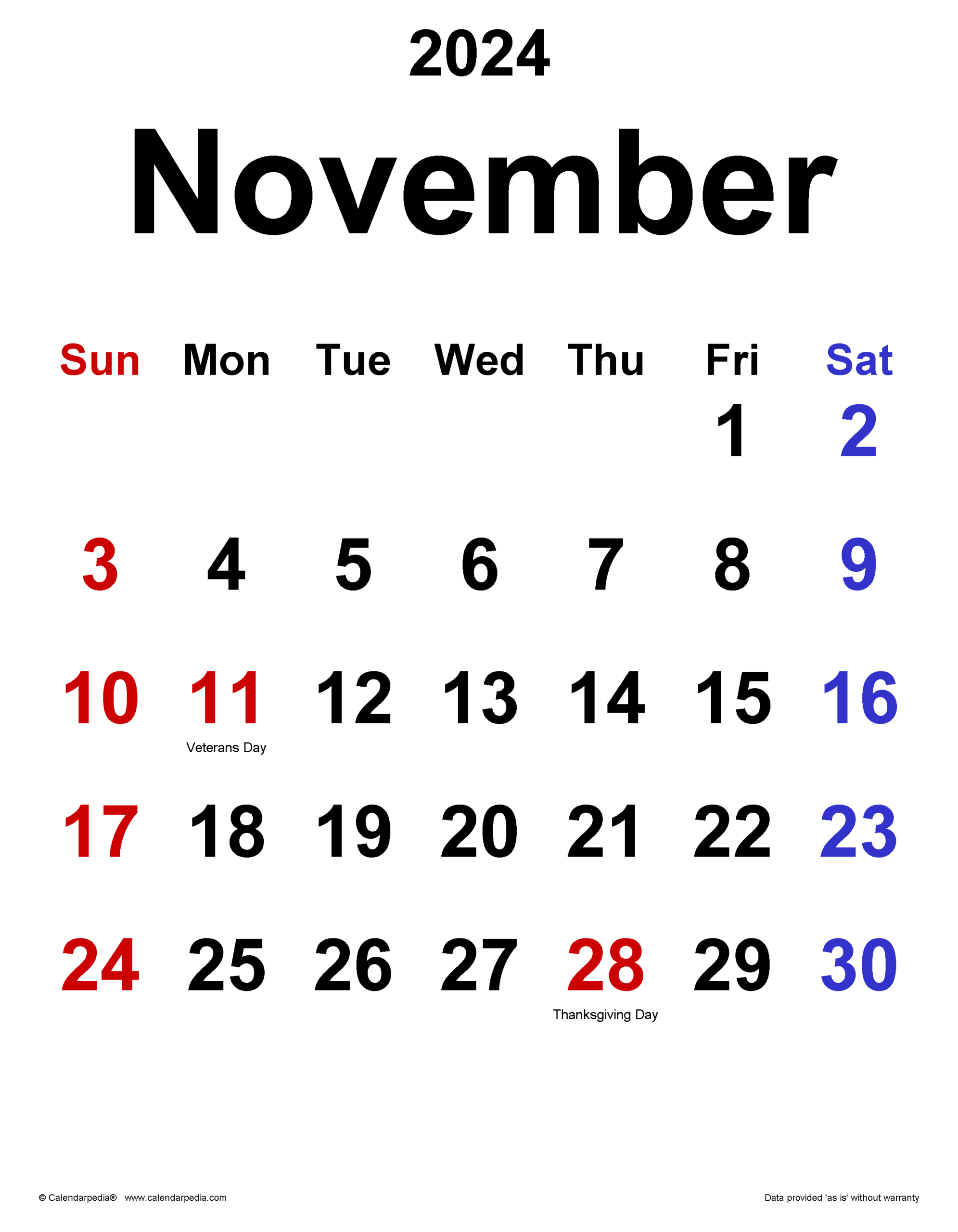 November 2024 Calendar | Templates For Word, Excel And Pdf | Printable Mini November 2024 Calendar