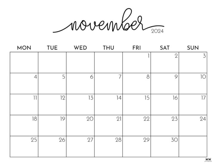 Pretty November Calendar 2024 Printable | Calendar 2024