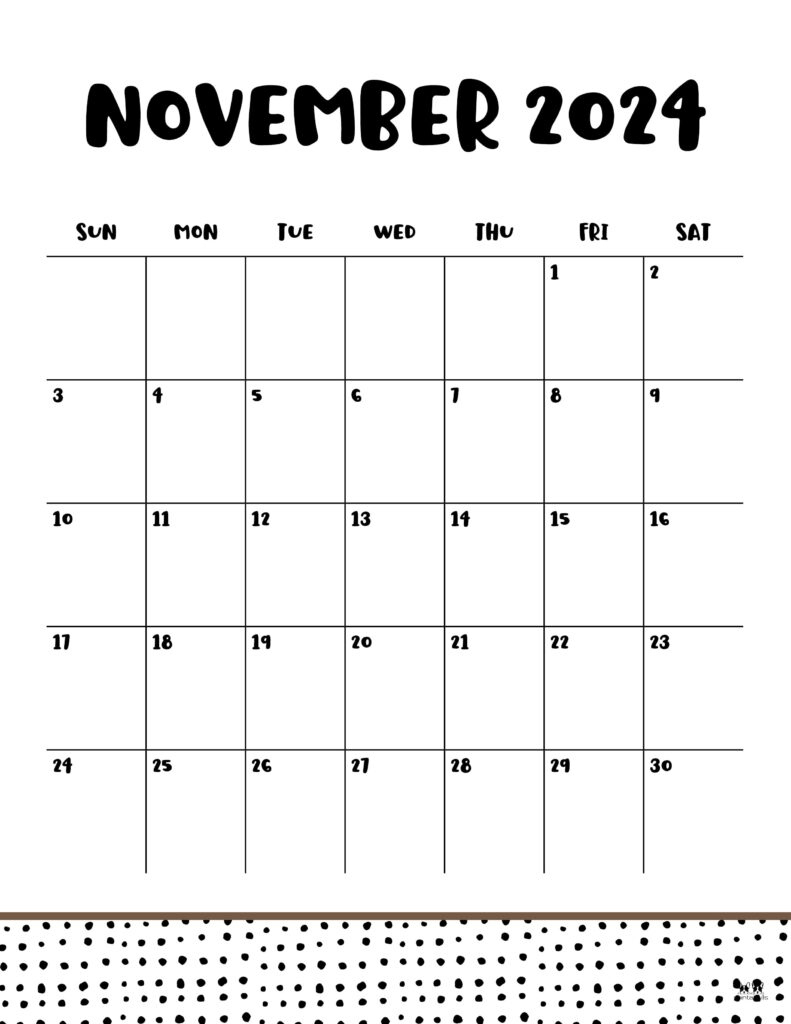 November 2024 Calendars - 50 Free Printables | Printabulls | November 2024 23 Calendar Printable