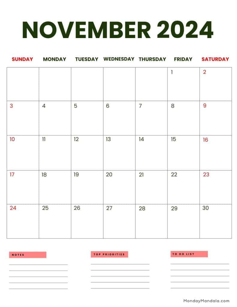 November 2024 Calendars (52 Free Printable Pdfs) | Calendar 2024