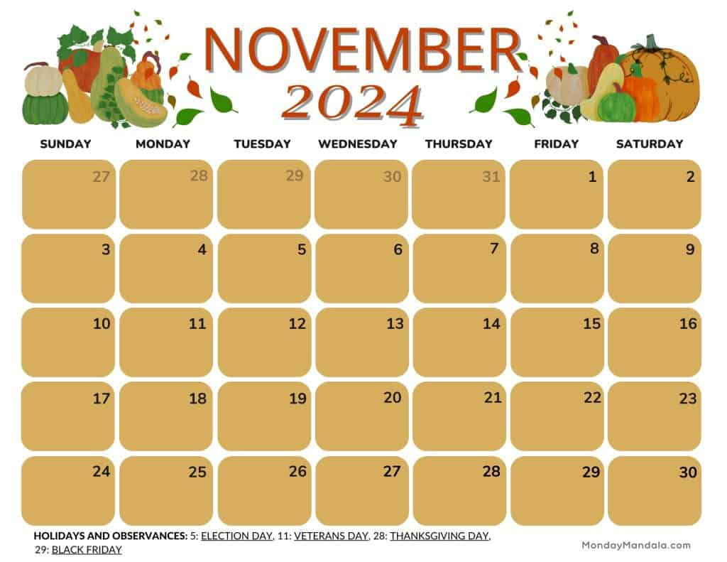 November 2024 Calendars (52 Free Printable Pdfs) | Calendar 2024