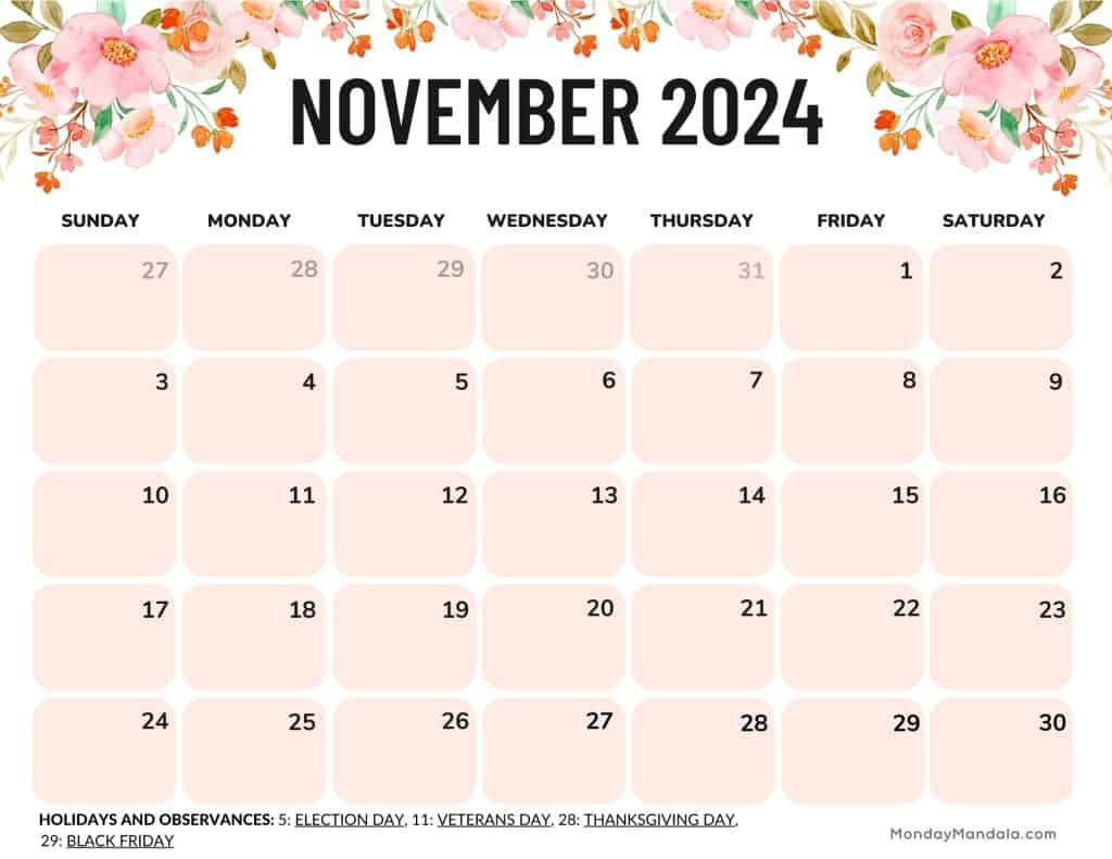 November 2024 Calendars (52 Free Printable Pdfs) | Calendar 2024