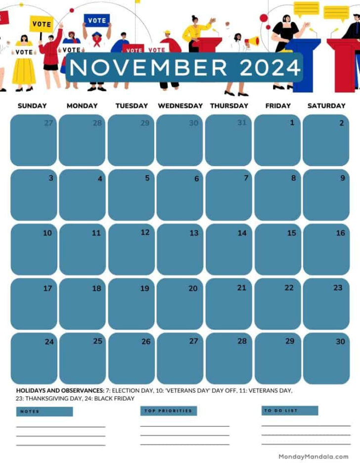 Printable Calendar Daily November 2024 | Calendar 2024