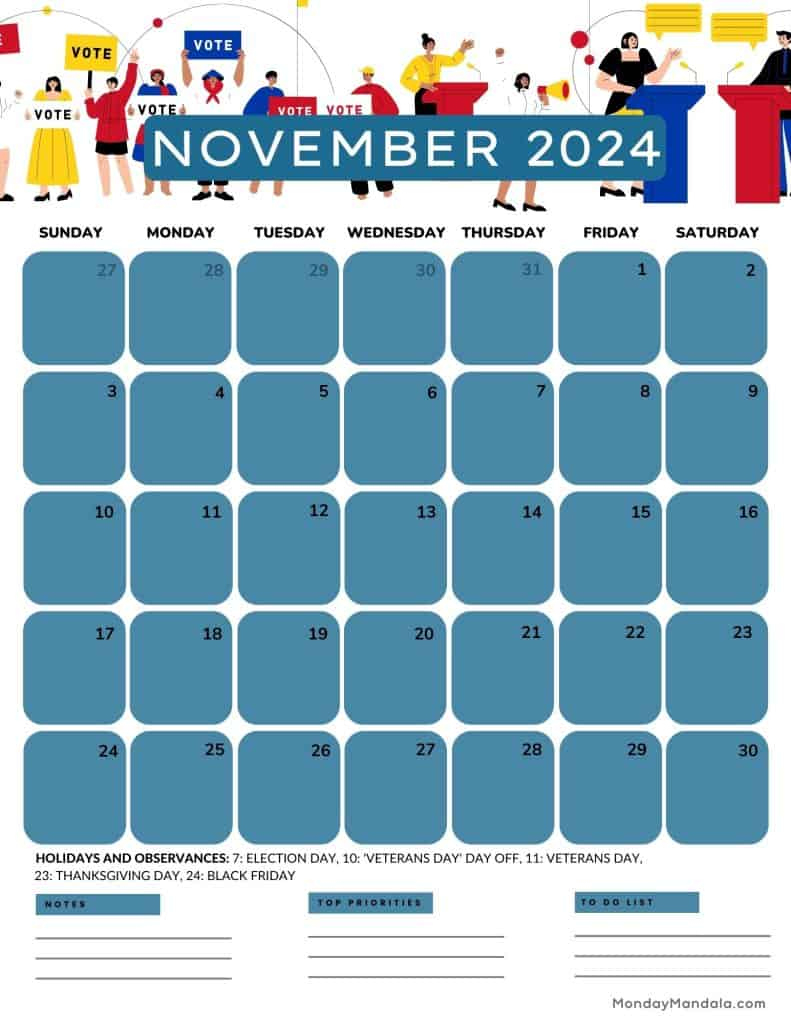 November 2024 Calendars (52 Free Printable Pdfs) | Printable Calendar Daily November 2024