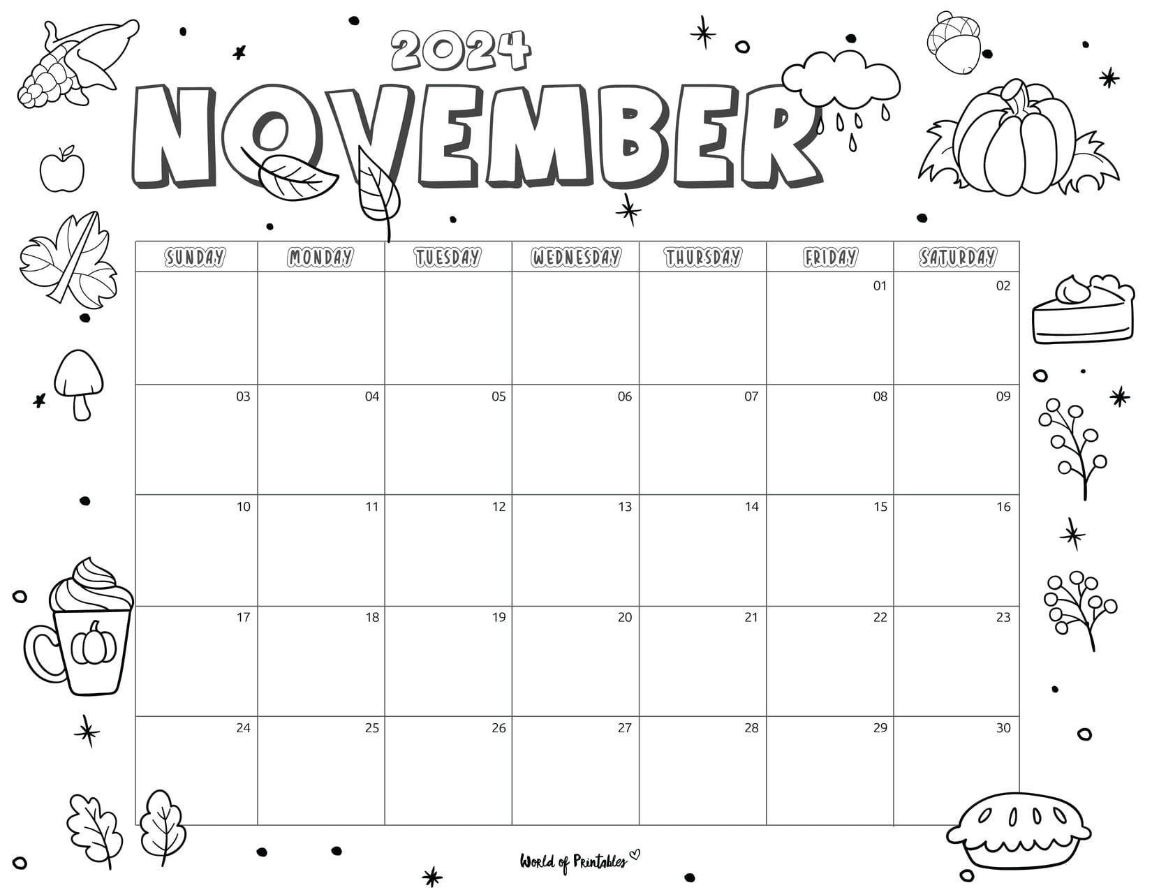 November 2024 Coloring Calendar | Calendar 2024