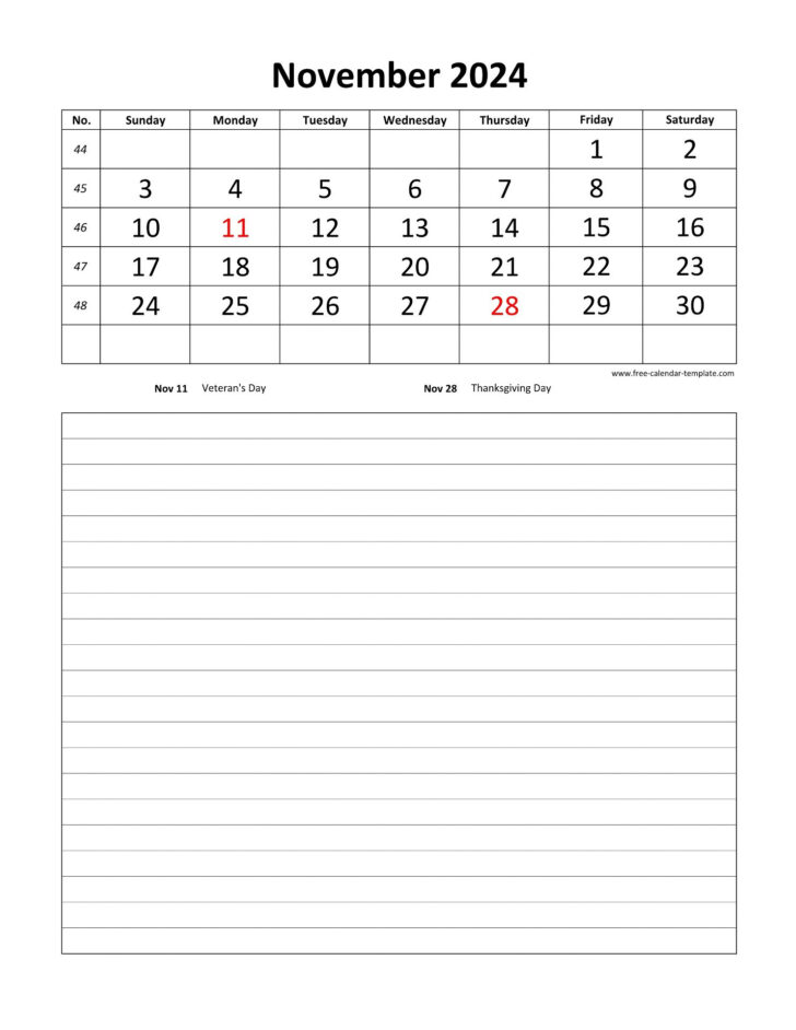 November Daily Calendar 2024 Printable | Calendar 2024