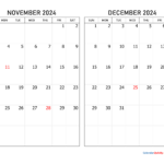 November And December 2024 Calendar | Calendar Quickly |  Calendar 2024