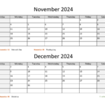 November And December 2024 Calendar | Wikidates |  Calendar 2024