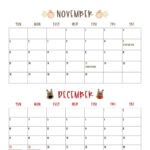 November December 2023 Calendars   12 Printables | Printabulls | Printable 2 Month Calendar November December 2024