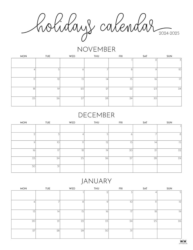 November December 2024 Calendars - 28 Printables | Printabulls | Calendar 2024