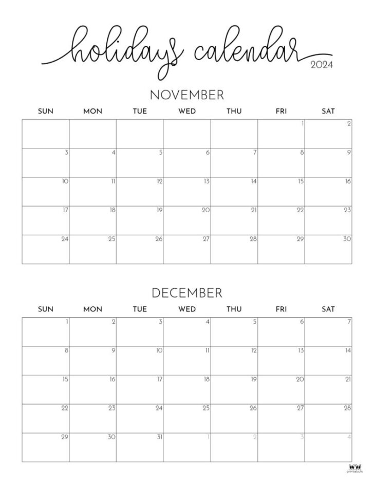 Printable Calendar For November and December 2024 | Calendar 2024