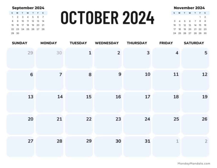 October and November 2024 Landscape Monthly Calendar Printable | Calendar 2024