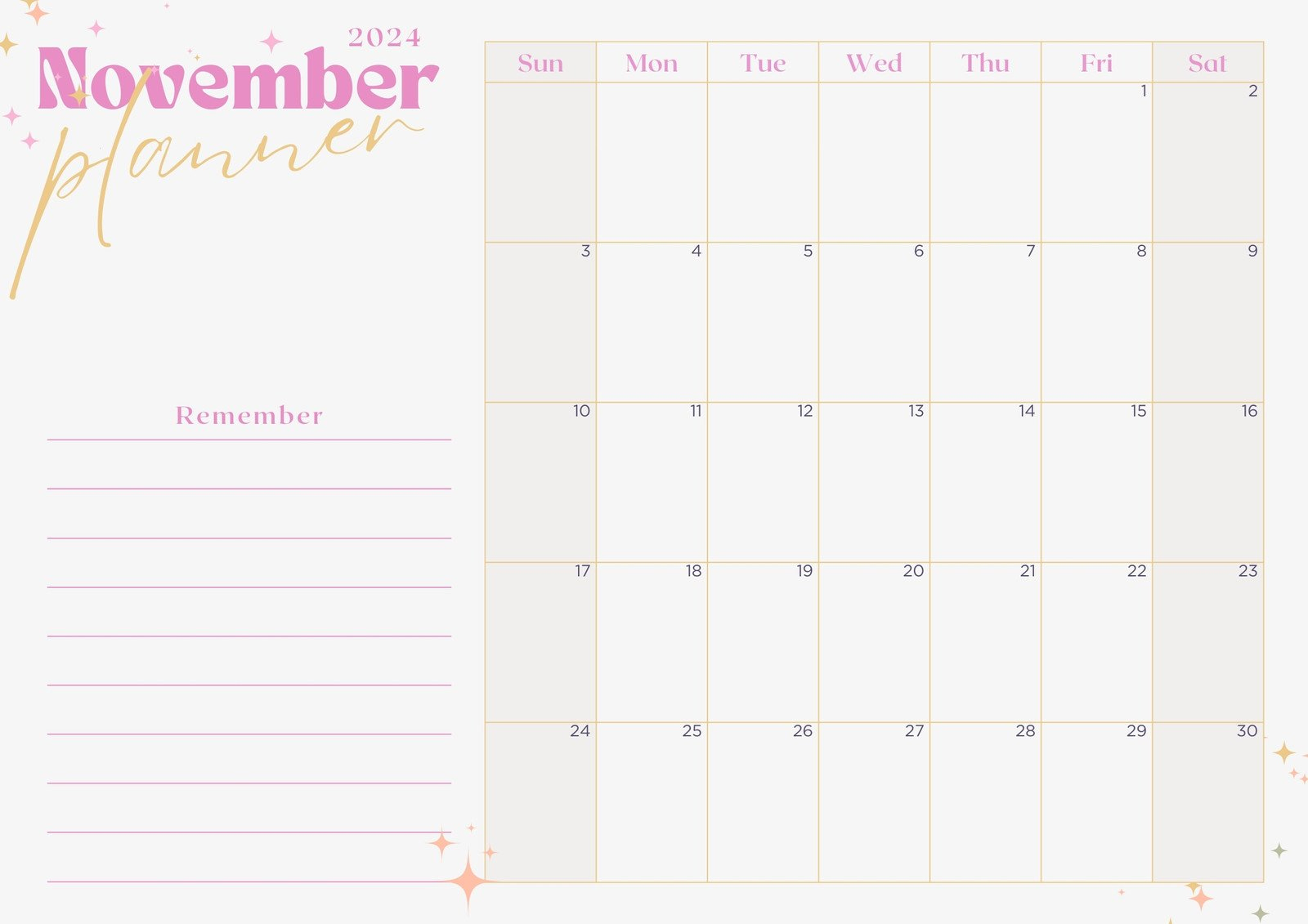 Page 10 - Free, Printable, Customizable Monthly Calendar Templates | November Calendar 2024 Printable Tumblr