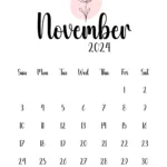 Printable Botanical Monthly Calendar 2024 | Printable Calendarcalligraphy Monthly November 2024