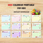 Printable Calendar 2024, Kids Calendar 2024, Homeschool Calendar | Printable Calendar November 2024 Heartit