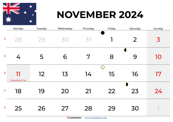 November Calendar 2024 Australia Printable | Calendar 2024