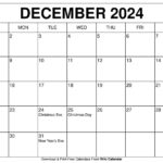 Printable December 2024 Calendar Templates With Holidays | November And December 2024 Calendar Printable Free