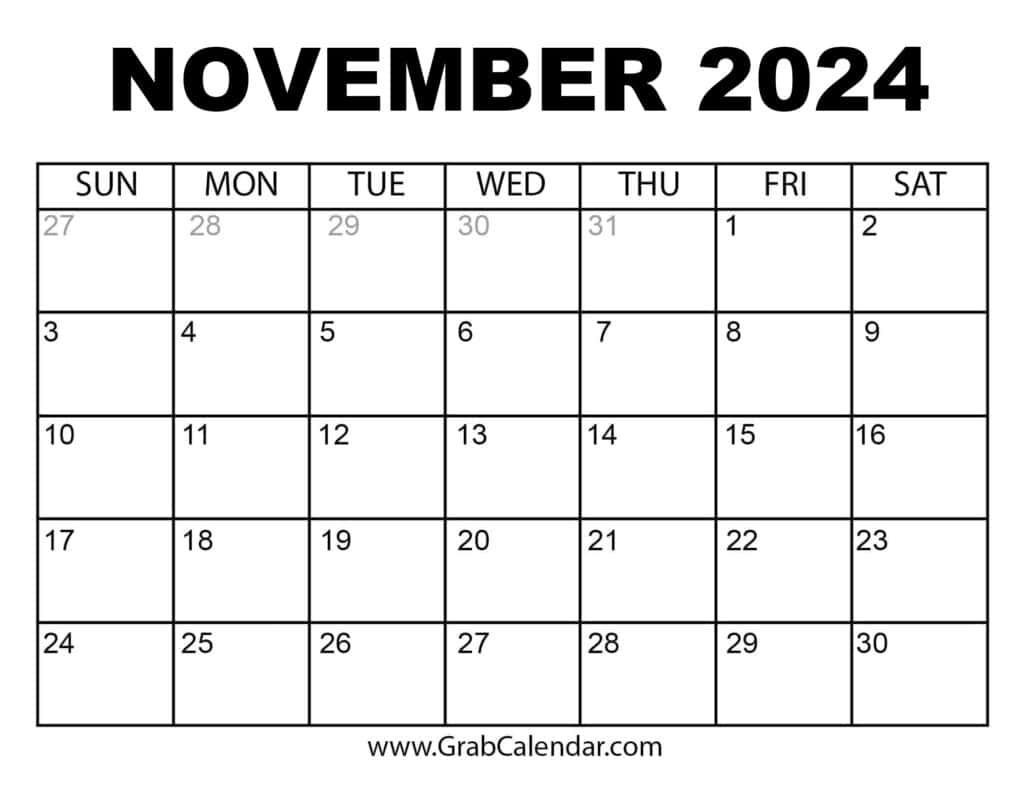 Printable November 2024 Calendar | Calendar 2024