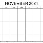 Printable November 2024 Calendar Templates With Holidays   Wiki |  Calendar 2024