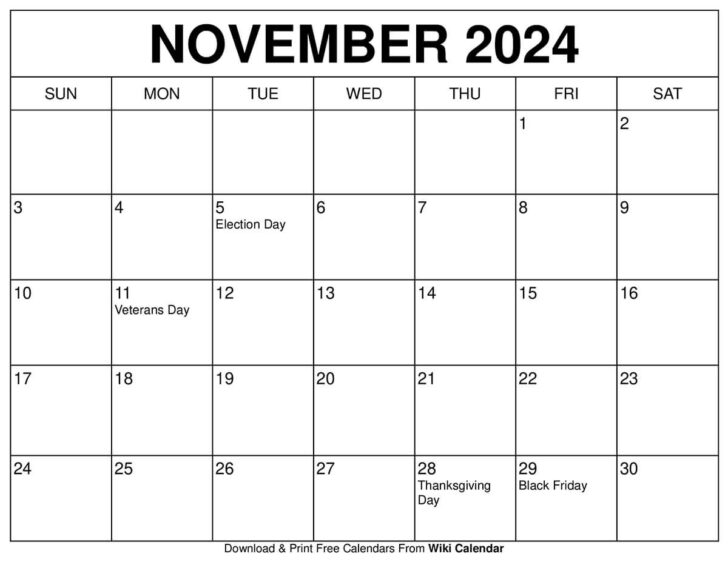 Printable Calendar November 2024 With Notes | Calendar 2024