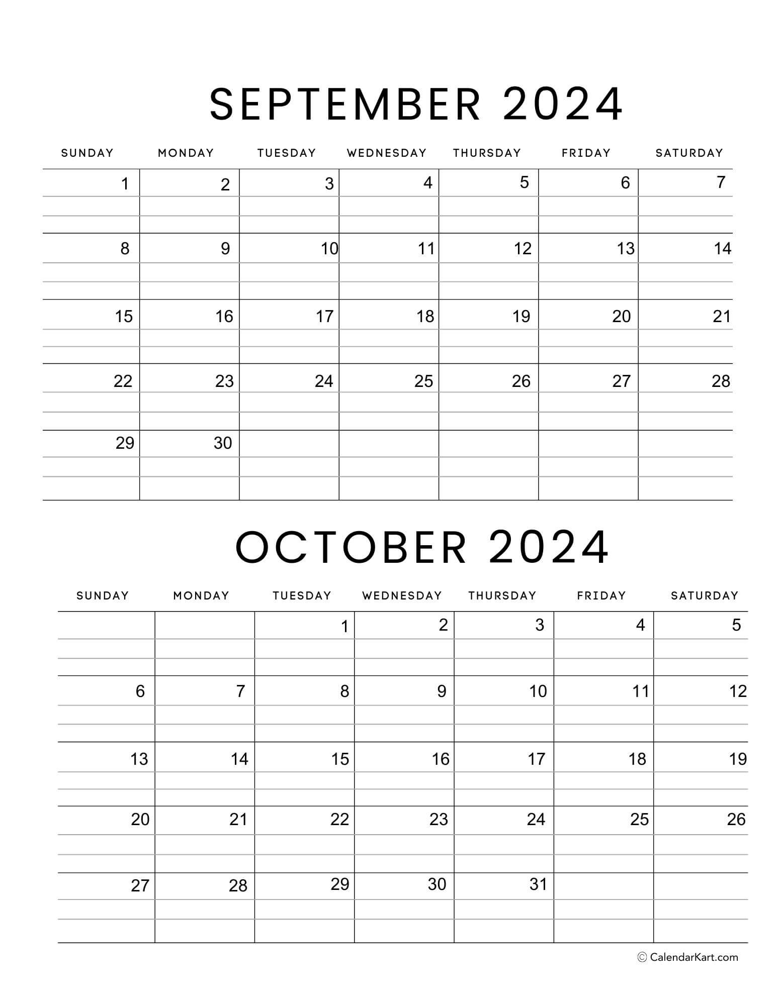 September October 2024 Calendar (5Th Bi-Monthly) - Calendarkart | Calendar 2024