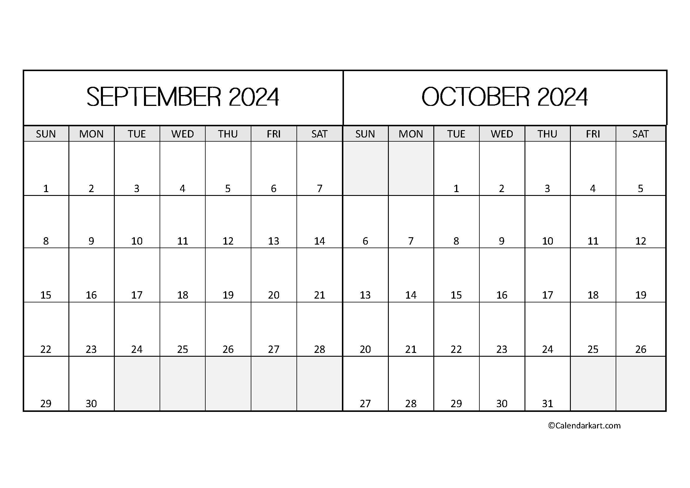 September October 2024 Calendar (5Th Bi-Monthly) - Calendarkart | Printable Calendar 2024 September October November December