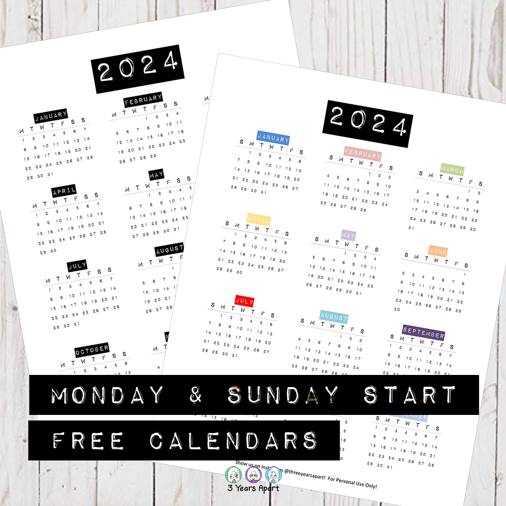 2024 Calendar Free Printable | Bullet Journal And Planner Free | Calendar 2024