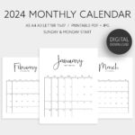 2024 Calendar Printable A5 Size   Etsy | December 2024 Calendar Printable Fit In A5