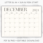 2024 Calendar Printable   Etsy | December 2024 Calendar Printable A6