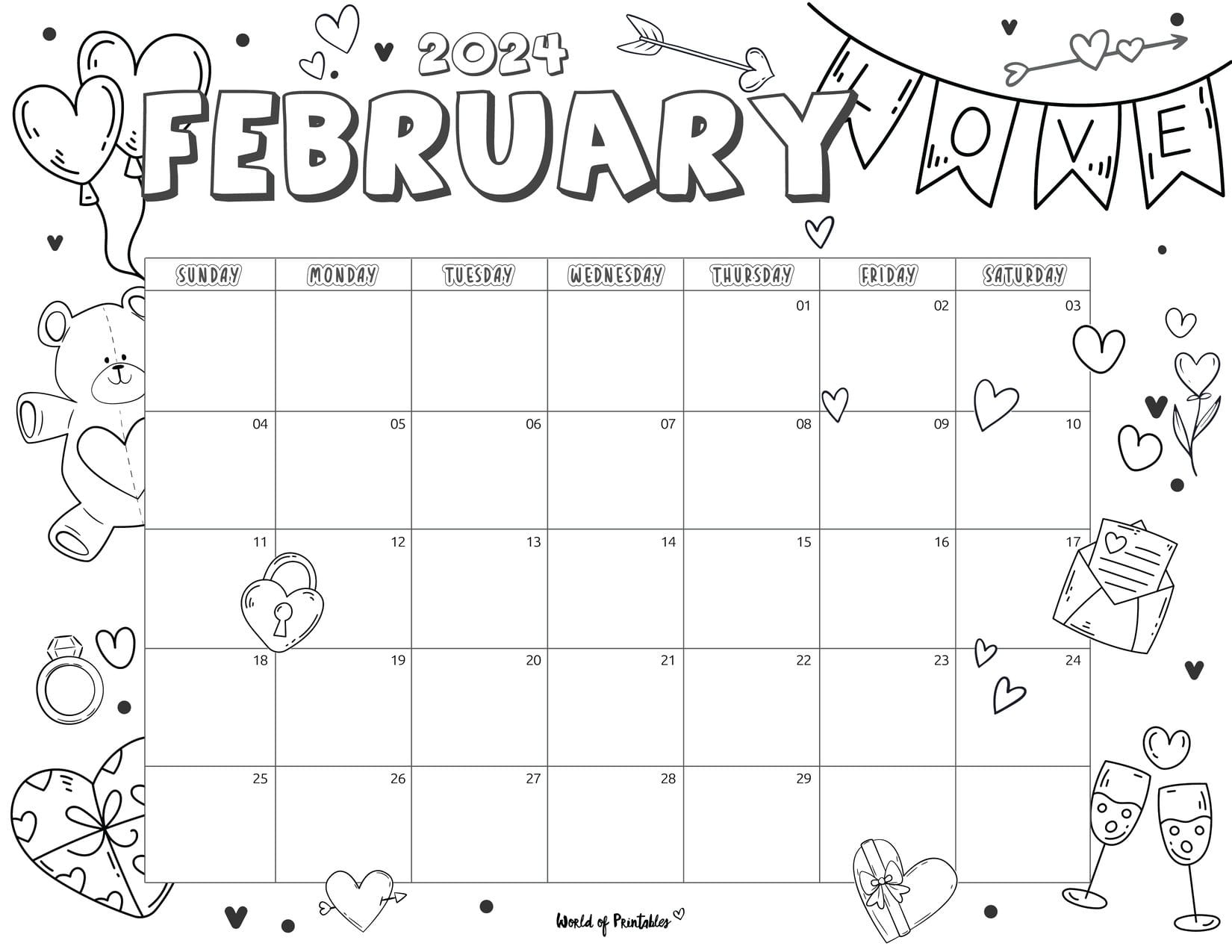 2024 Coloring Calendar - Free Printables - World Of Printables | 2024 Coloring Calendar Printable December