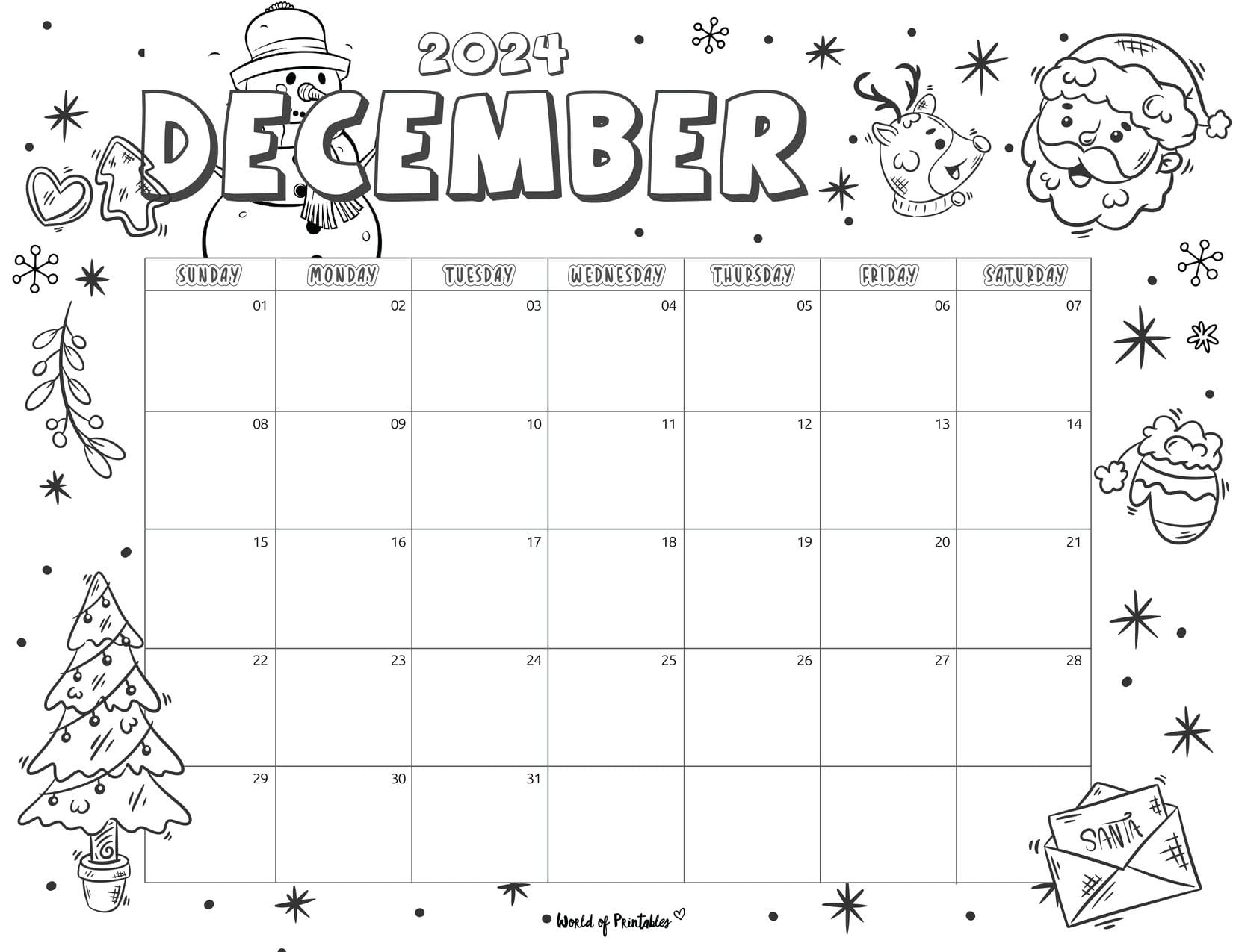 2024 Coloring Calendar - Free Printables - World Of Printables | Calendar 2024