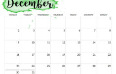 2024 Monday Start Calendar Printable – Watercolor – Paper Trail Design | 2024 Calendar Printable Starting Monday December