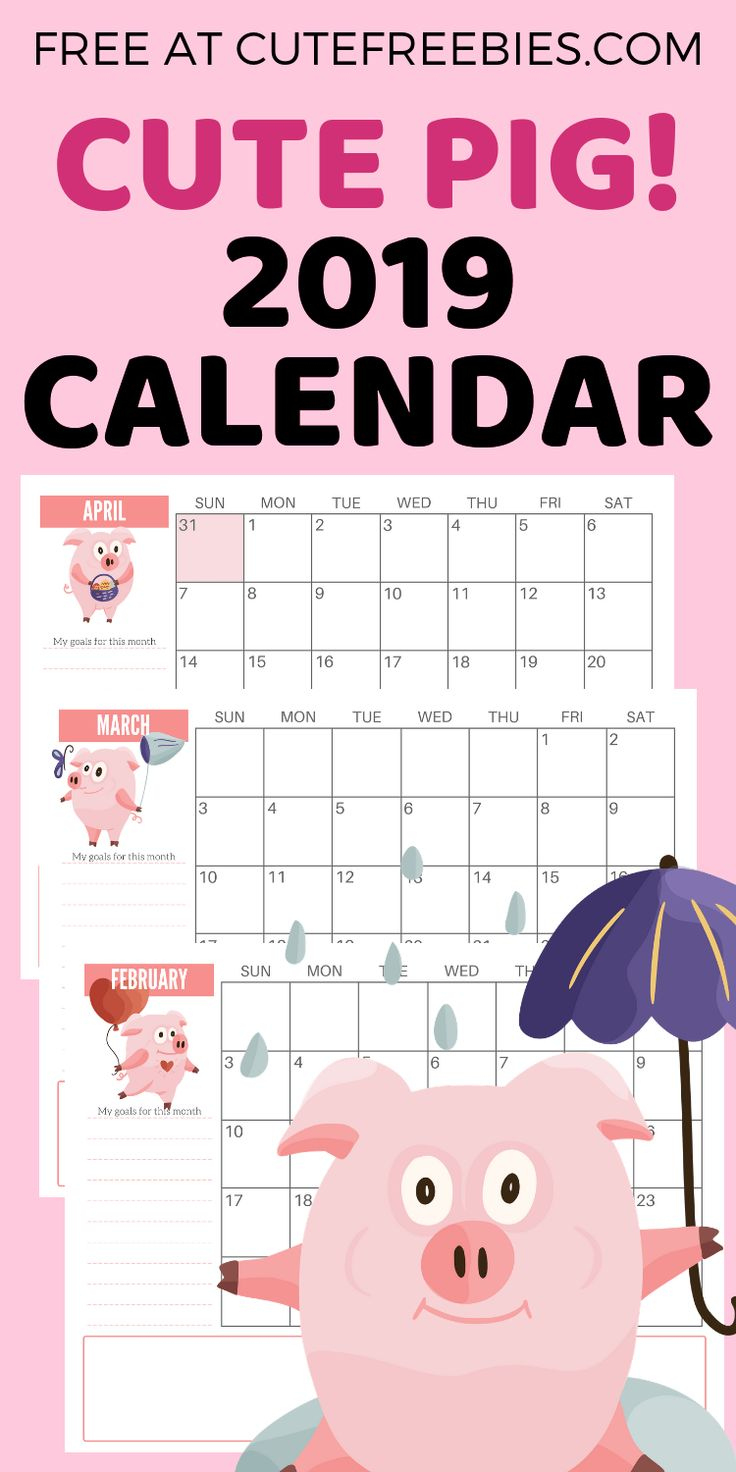 2024 Monthly Planner Calendar – Cute Pigs Free Printable - Cute | 2024 December Calendar Printable Piglet