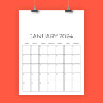 2024 Vertical 8.5 X 11 Inch Calendar Templaterunning With |  Calendar 2024