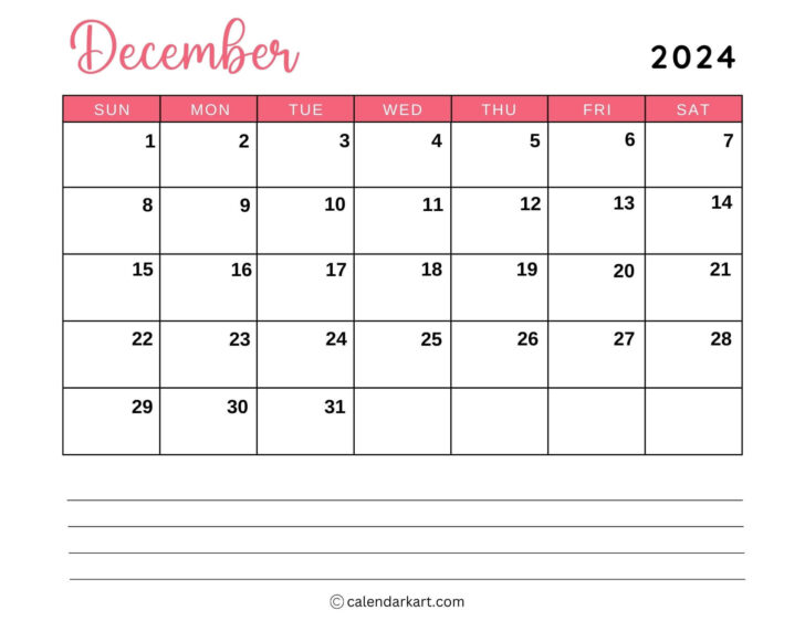 8 1 2 X 11 Printable December Calendar 2024 | Calendar 2024