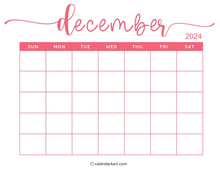 Blank Calendar 2024 December Printable | Calendar 2024