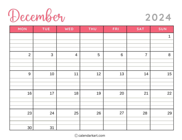 December 2024 Calendar Printable Doc | Calendar 2024