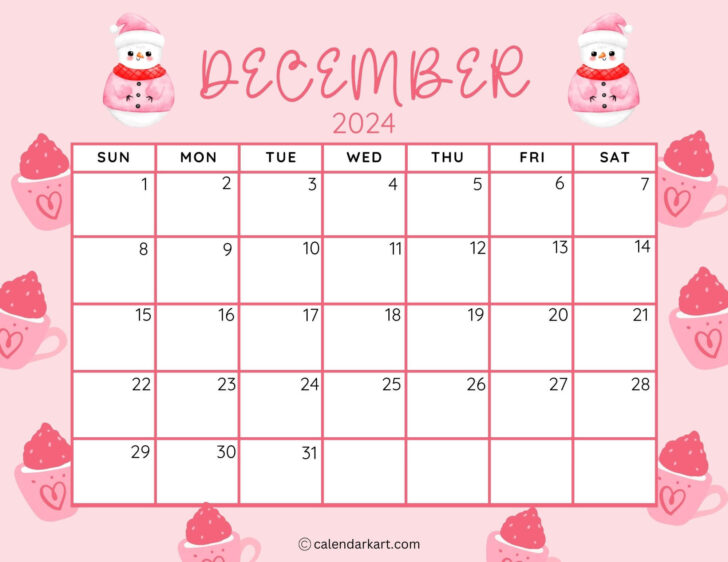 December 2024 Cute Calendar Printable | Calendar 2024