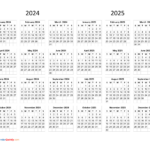 Calendar 2024 And 2025 On One Page | Calendar Quickly |  Calendar 2024