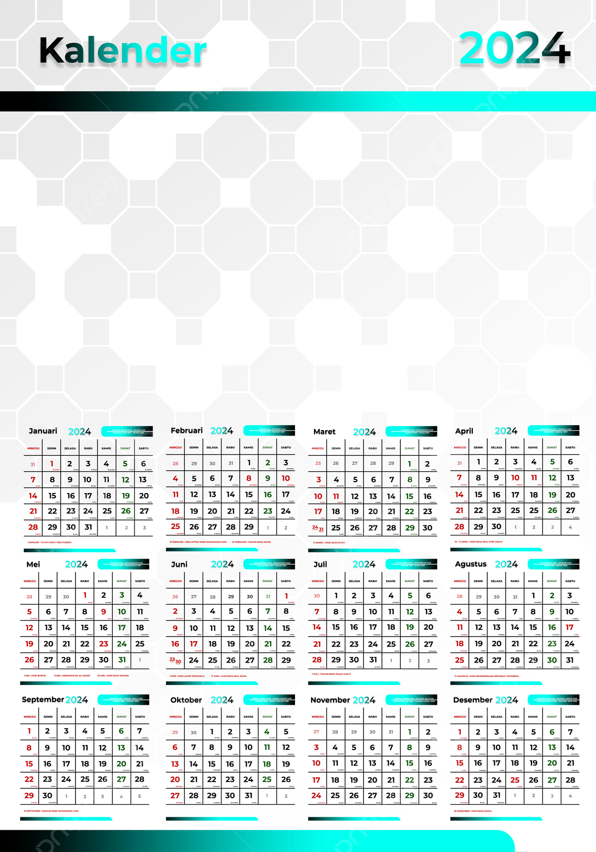 Calendar 2024 January To December Design Template Template | Calendar 2024