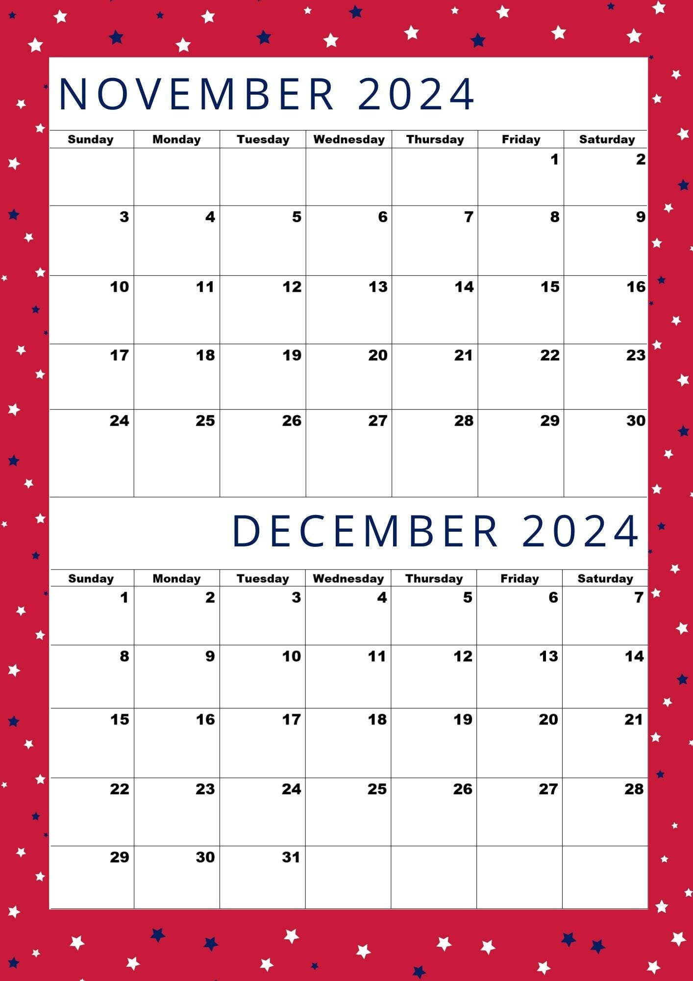 Calendar For November And December 2024,Happy Christmas Month | Calendar 2024