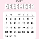 December 2024 Calendar   20 Cute & Free Printables | Saturdaygift | Aesthetic Cute December 2024 Calendar Printable