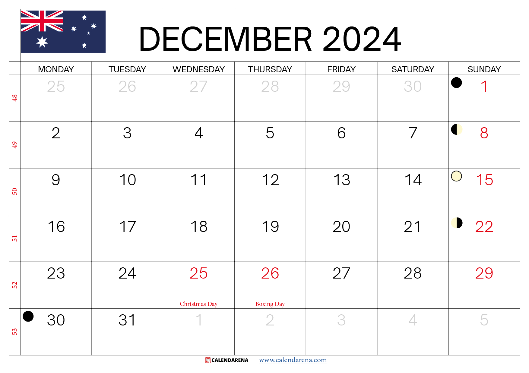 December 2024 Calendar Australia | Calendar 2024