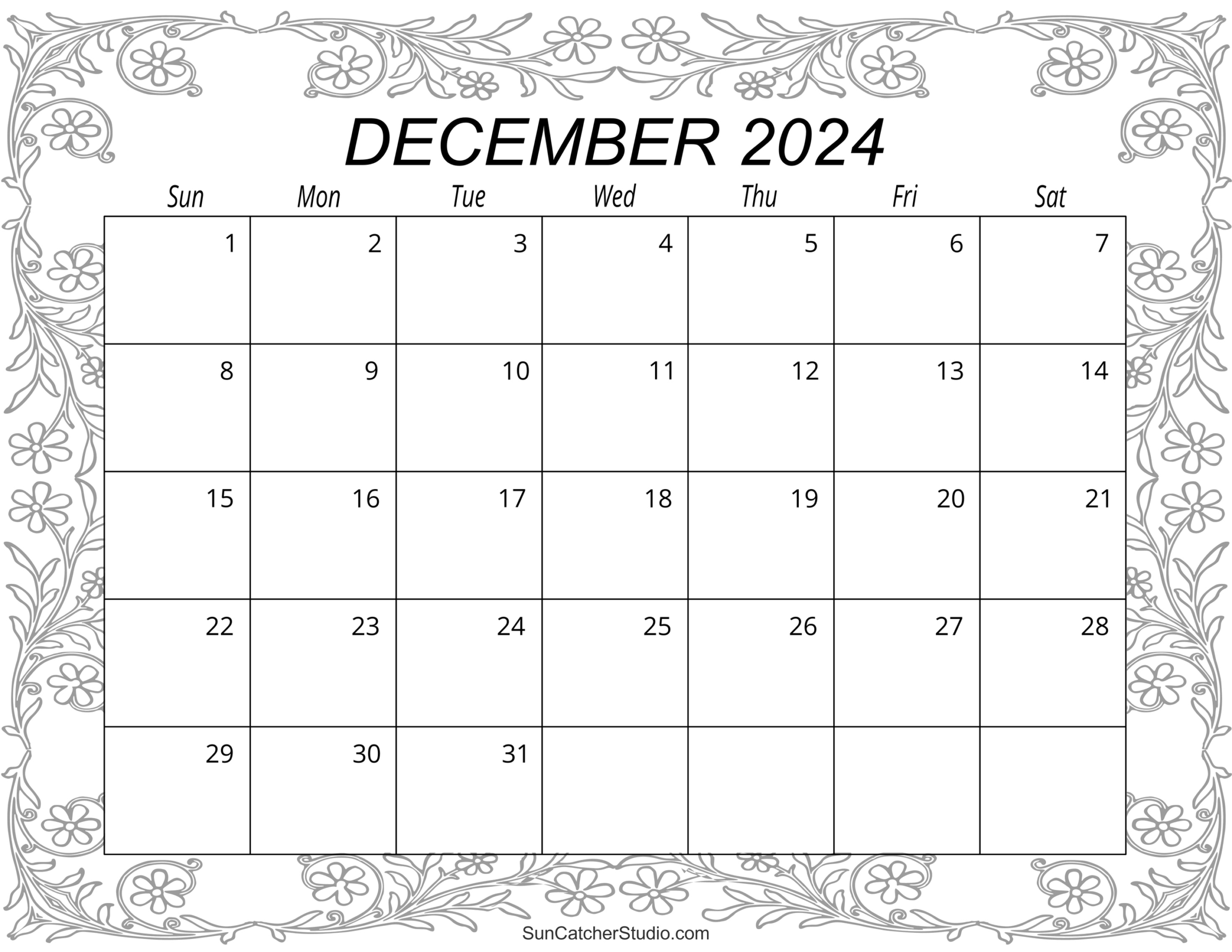 December 2024 Calendar (Free Printable) – Diy Projects, Patterns | 2024 Coloring Calendar Printable December